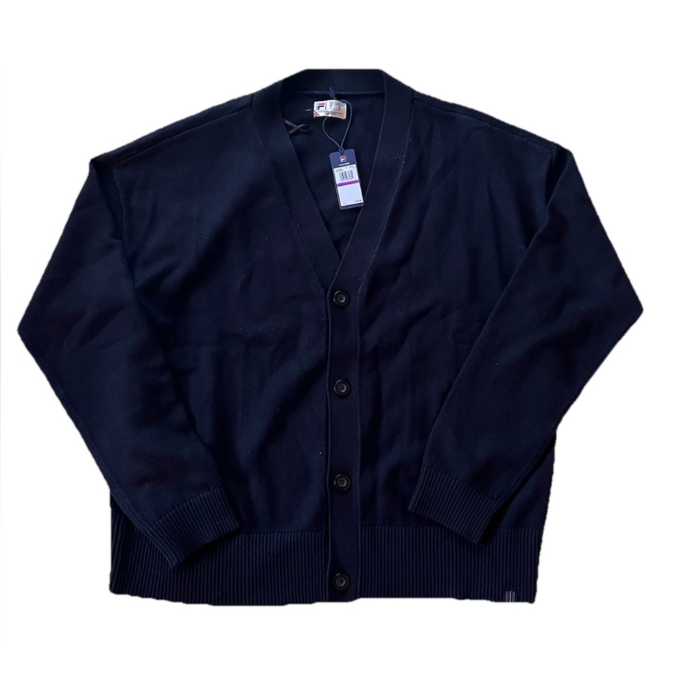 NWT $150.00 Fila Mens Baseline Cardigan Sweater Black Sz XXL
